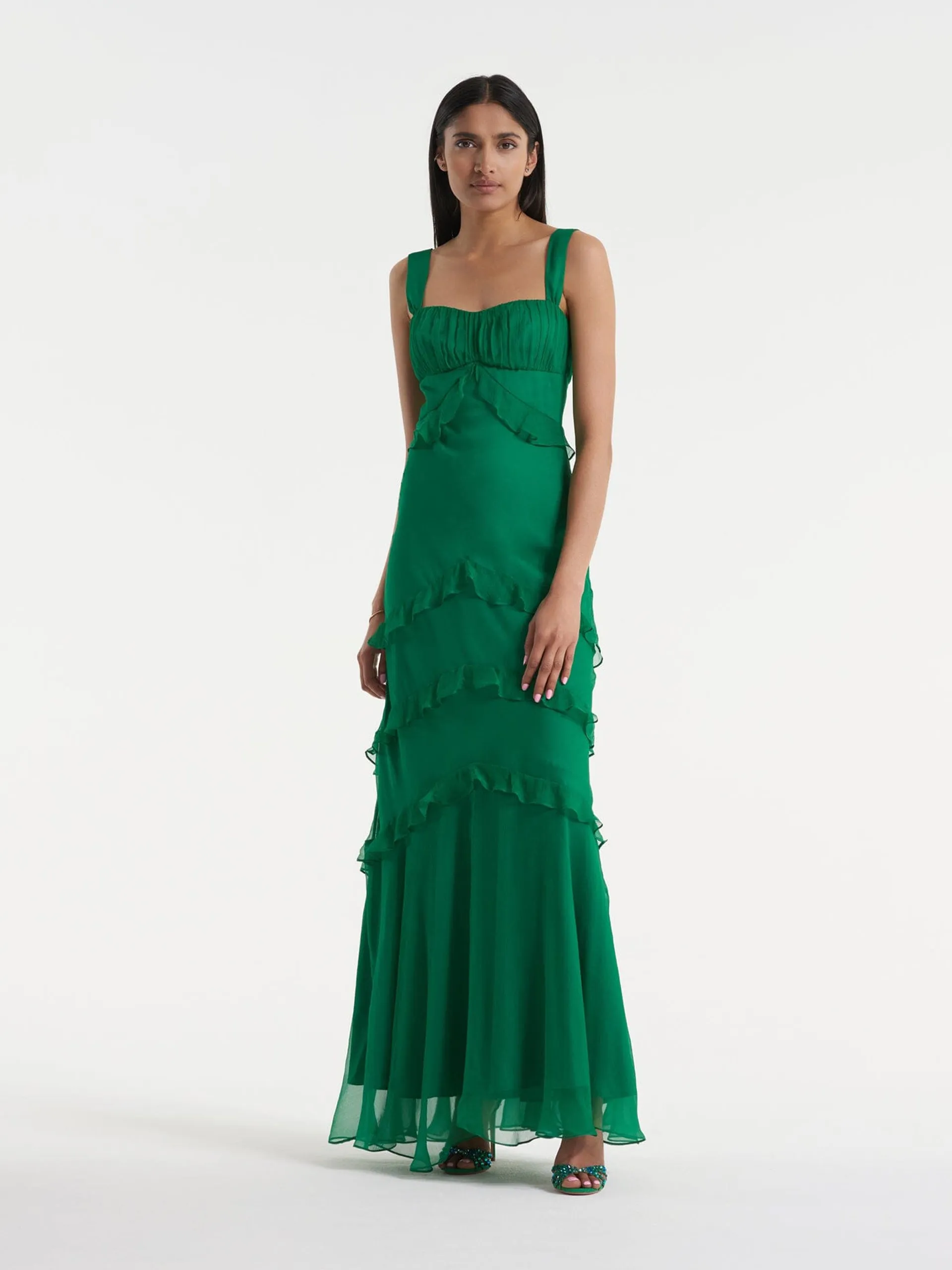 Chandra dress in emerald green